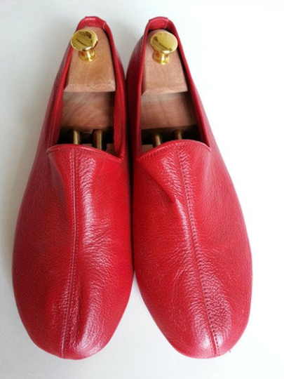 Red Leather indoor slipper- Babouche -Sufi shoes – Handcrafted Shoes ...