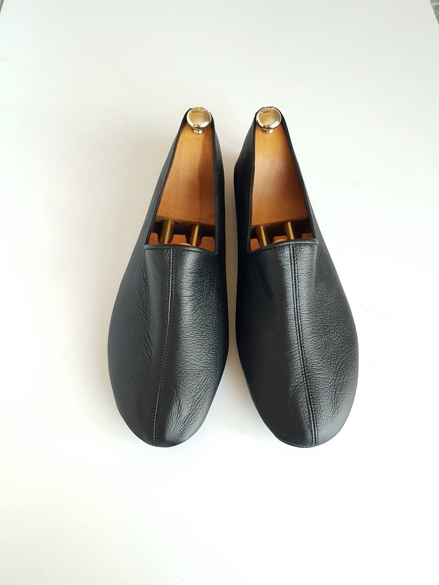 Black leather indoor slipper,dervish shoes – Handcrafted Shoes and Bags
