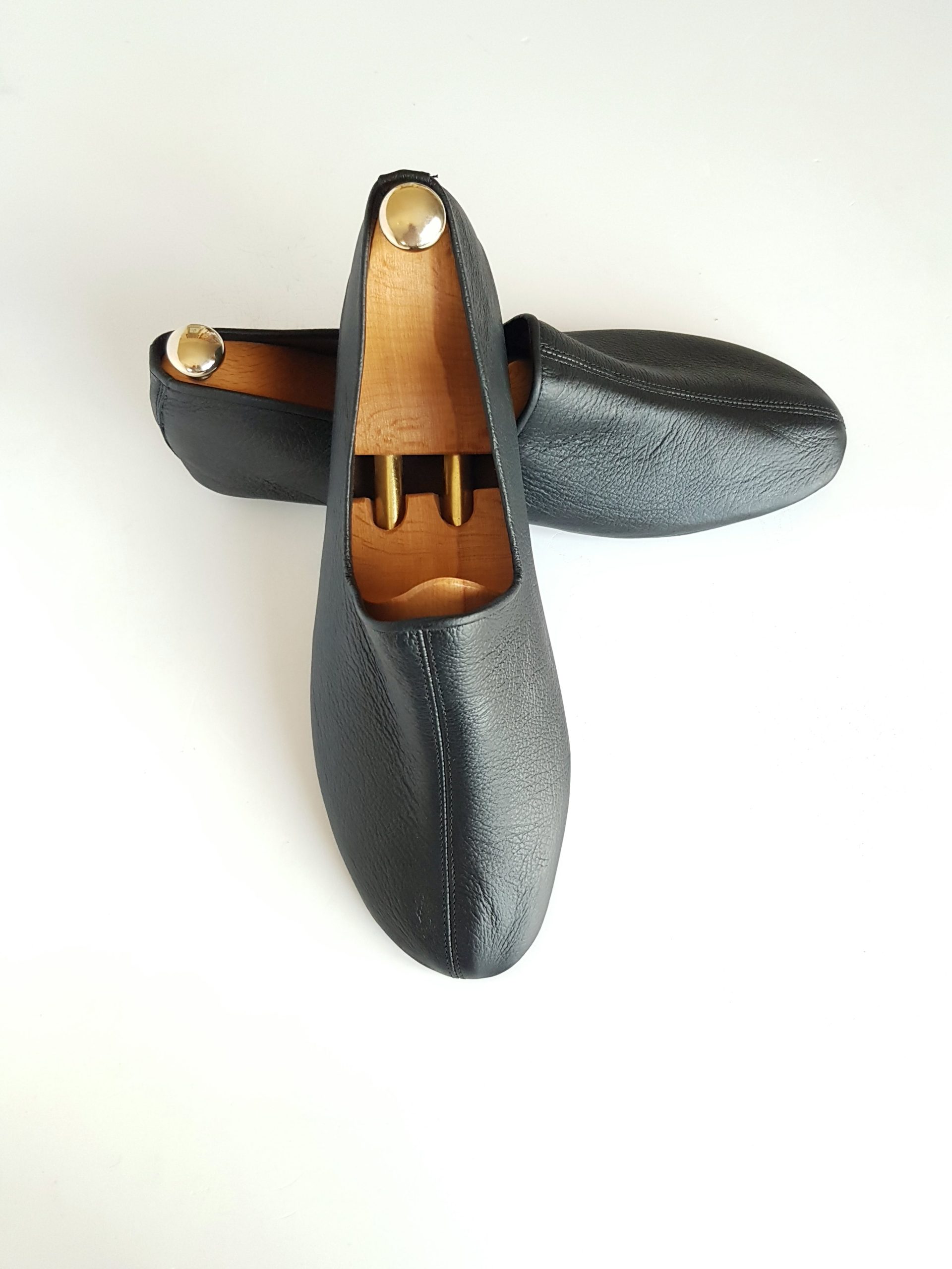 Black leather indoor slipper,dervish shoes – Handcrafted Shoes and Bags